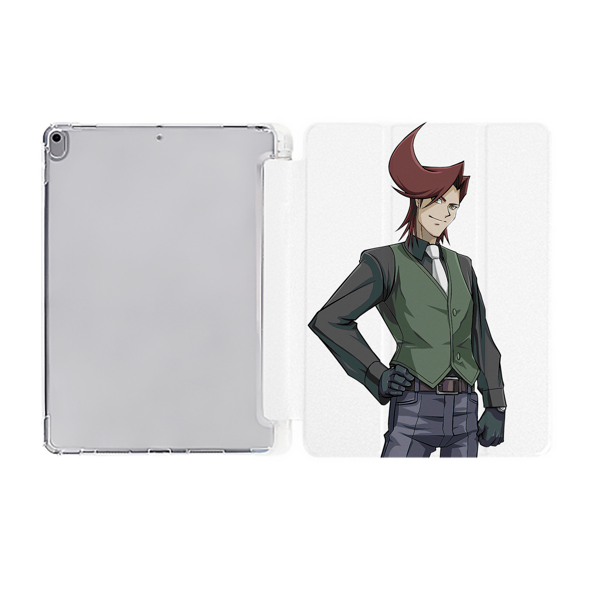（画像用） 遊☆戯☆王 Yu-Gi-Oh! IPad ケース ペン収納付き 三つ折りスタンド PUレザー×シリコン 対応機種9.5/10.5/10.9インチ